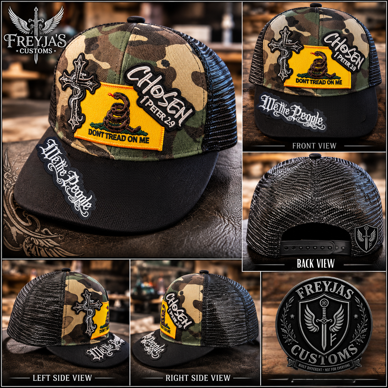 Don't Tread On Me Patriotic Custom Hat – Viking Gadsden Graphic Cap