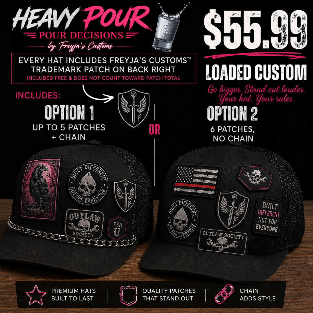 HEAVY POUR — Custom Hat Experience