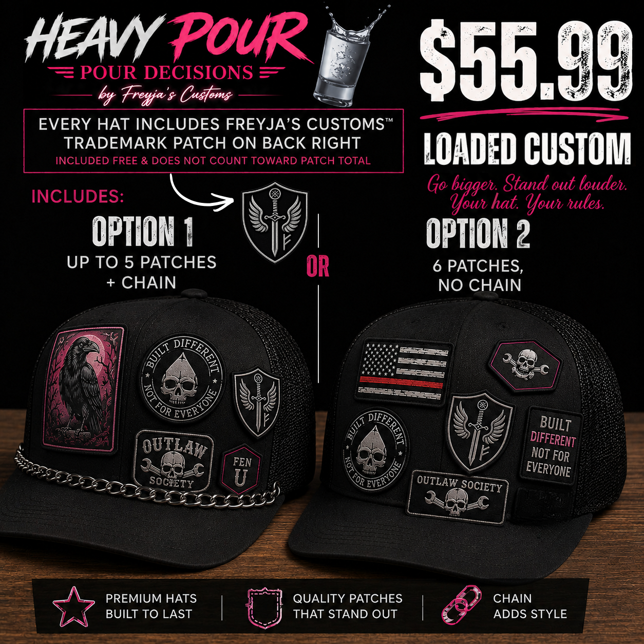 HEAVY POUR — Custom Hat Experience
