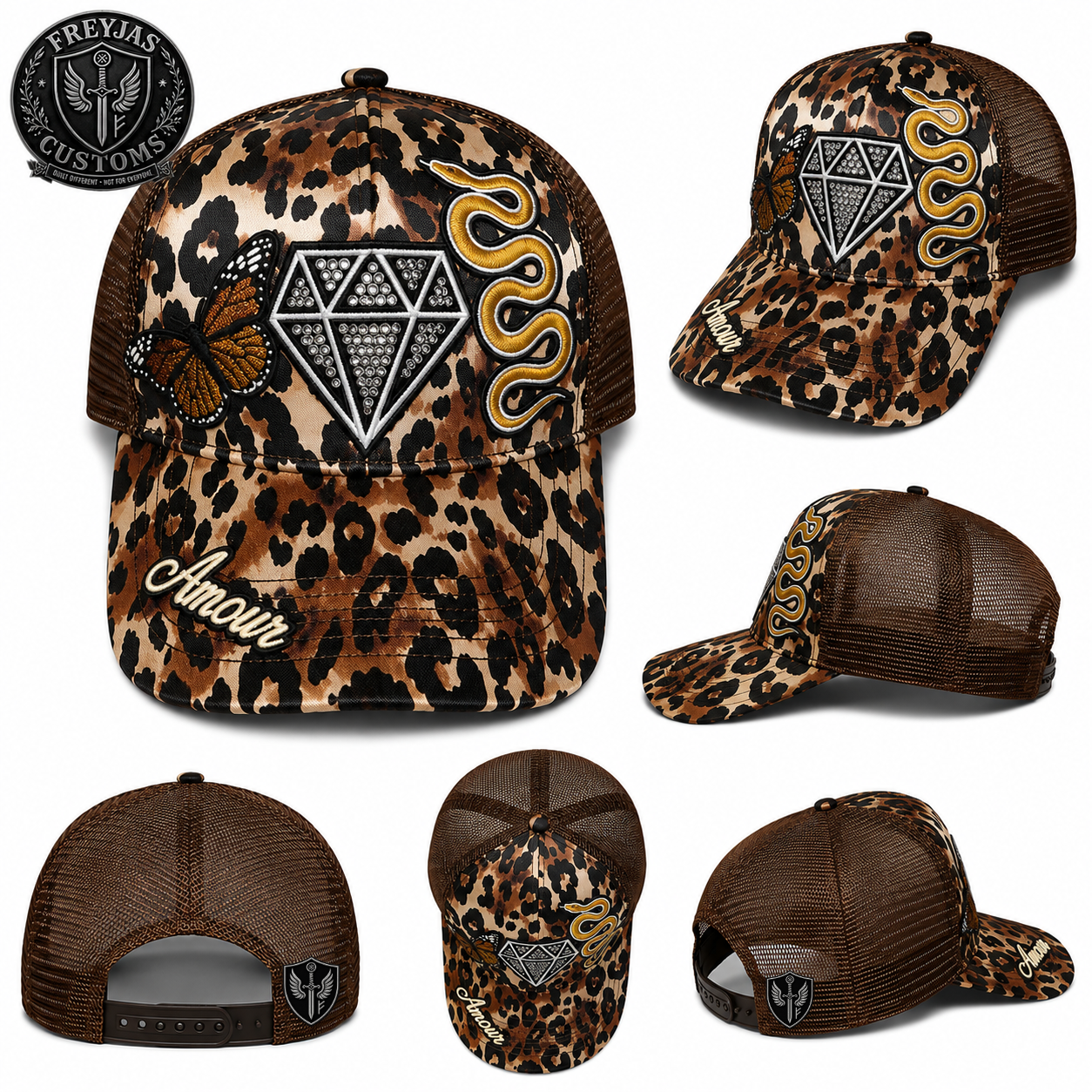 Amour Leopard Custom Embroidered Hat – Bold Print Graphic Cap